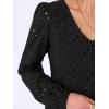 imageANRABESS Long Sleeve V Neck Dresses for Women Eyelet Hollow Out Business Casual Tiered 2025 Fall Mini Dress with PocketsBlack