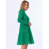 imageANRABESS Long Sleeve V Neck Dresses for Women Eyelet Hollow Out Business Casual Tiered 2025 Fall Mini Dress with PocketsGreen