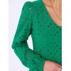 imageANRABESS Long Sleeve V Neck Dresses for Women Eyelet Hollow Out Business Casual Tiered 2025 Fall Mini Dress with PocketsGreen