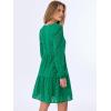 imageANRABESS Long Sleeve V Neck Dresses for Women Eyelet Hollow Out Business Casual Tiered 2025 Fall Mini Dress with PocketsGreen