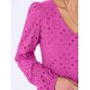 imageANRABESS Long Sleeve V Neck Dresses for Women Eyelet Hollow Out Business Casual Tiered 2025 Fall Mini Dress with PocketsHot Pink