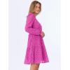imageANRABESS Long Sleeve V Neck Dresses for Women Eyelet Hollow Out Business Casual Tiered 2025 Fall Mini Dress with PocketsHot Pink