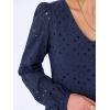 imageANRABESS Long Sleeve V Neck Dresses for Women Eyelet Hollow Out Business Casual Tiered 2025 Fall Mini Dress with PocketsNavy Blue