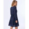 imageANRABESS Long Sleeve V Neck Dresses for Women Eyelet Hollow Out Business Casual Tiered 2025 Fall Mini Dress with PocketsNavy Blue