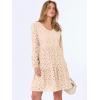 imageANRABESS Long Sleeve V Neck Dresses for Women Eyelet Hollow Out Business Casual Tiered 2025 Fall Mini Dress with PocketsParchment