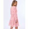 imageANRABESS Long Sleeve V Neck Dresses for Women Eyelet Hollow Out Business Casual Tiered 2025 Fall Mini Dress with PocketsPink