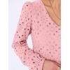 imageANRABESS Long Sleeve V Neck Dresses for Women Eyelet Hollow Out Business Casual Tiered 2025 Fall Mini Dress with PocketsPink