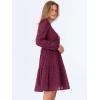 imageANRABESS Long Sleeve V Neck Dresses for Women Eyelet Hollow Out Business Casual Tiered 2025 Fall Mini Dress with PocketsWine Red