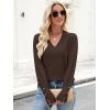 imageANRABESS Sweaters for Women Long Sleeve V Neck Shirts Business Casual Work Blouses 2025 Fall Loose Knit Pullover Sweater TopsCoffee
