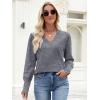 imageANRABESS Sweaters for Women Long Sleeve V Neck Shirts Business Casual Work Blouses 2025 Fall Loose Knit Pullover Sweater TopsDark Grey