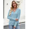 imageANRABESS Sweaters for Women Long Sleeve V Neck Shirts Business Casual Work Blouses 2025 Fall Loose Knit Pullover Sweater TopsLight Blue