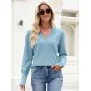 imageANRABESS Sweaters for Women Long Sleeve V Neck Shirts Business Casual Work Blouses 2025 Fall Loose Knit Pullover Sweater TopsLight Blue