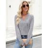 imageANRABESS Sweaters for Women Long Sleeve V Neck Shirts Business Casual Work Blouses 2025 Fall Loose Knit Pullover Sweater TopsLight Gray