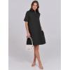 imageANRABESS Women Button Down Shirts Dress Summer Casual Oversized Short Sleeve Mini Dresses with Pockets 2025 TrendyBlack