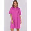 imageANRABESS Women Button Down Shirts Dress Summer Casual Oversized Short Sleeve Mini Dresses with Pockets 2025 TrendyHot Pink