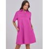 imageANRABESS Women Button Down Shirts Dress Summer Casual Oversized Short Sleeve Mini Dresses with Pockets 2025 TrendyHot Pink