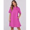 imageANRABESS Women Button Down Shirts Dress Summer Casual Oversized Short Sleeve Mini Dresses with Pockets 2025 TrendyHot Pink