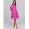 imageANRABESS Women Button Down Shirts Dress Summer Casual Oversized Short Sleeve Mini Dresses with Pockets 2025 TrendyHot Pink