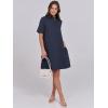 imageANRABESS Women Button Down Shirts Dress Summer Casual Oversized Short Sleeve Mini Dresses with Pockets 2025 TrendyNavy Blue