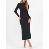 imageANRABESS Women Long Sleeve Bodycon Dress Fall 2025 Mock Neck Formal Elegant Party Wedding Guest Cocktail Long Maxi DressesBlack