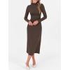 imageANRABESS Women Long Sleeve Bodycon Dress Fall 2025 Mock Neck Formal Elegant Party Wedding Guest Cocktail Long Maxi DressesCoffee