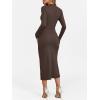 imageANRABESS Women Long Sleeve Bodycon Dress Fall 2025 Mock Neck Formal Elegant Party Wedding Guest Cocktail Long Maxi DressesCoffee