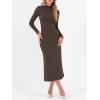 imageANRABESS Women Long Sleeve Bodycon Dress Fall 2025 Mock Neck Formal Elegant Party Wedding Guest Cocktail Long Maxi DressesCoffee