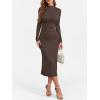 imageANRABESS Women Long Sleeve Bodycon Dress Fall 2025 Mock Neck Formal Elegant Party Wedding Guest Cocktail Long Maxi DressesCoffee