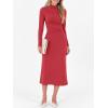 imageANRABESS Women Long Sleeve Bodycon Dress Fall 2025 Mock Neck Formal Elegant Party Wedding Guest Cocktail Long Maxi DressesRed
