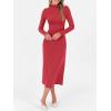 imageANRABESS Women Long Sleeve Bodycon Dress Fall 2025 Mock Neck Formal Elegant Party Wedding Guest Cocktail Long Maxi DressesRed