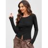 imageANRABESS Women Long Sleeve Button Down Shirts Ribbed Knit Slim Fitted Crop Tops 2025 Fall Y2K Dressy Casual Trendy OutfitsBlack
