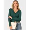 imageANRABESS Women Long Sleeve Button Down Shirts Ribbed Knit Slim Fitted Crop Tops 2025 Fall Y2K Dressy Casual Trendy OutfitsDeep Green