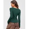 imageANRABESS Women Long Sleeve Button Down Shirts Ribbed Knit Slim Fitted Crop Tops 2025 Fall Y2K Dressy Casual Trendy OutfitsDeep Green