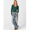 imageANRABESS Women Long Sleeve Button Down Shirts Ribbed Knit Slim Fitted Crop Tops 2025 Fall Y2K Dressy Casual Trendy OutfitsDeep Green
