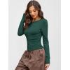 imageANRABESS Women Long Sleeve Button Down Shirts Ribbed Knit Slim Fitted Crop Tops 2025 Fall Y2K Dressy Casual Trendy OutfitsDeep Green
