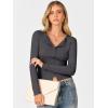 imageANRABESS Women Long Sleeve Button Down Shirts Ribbed Knit Slim Fitted Crop Tops 2025 Fall Y2K Dressy Casual Trendy OutfitsDeep Grey