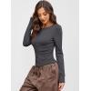 imageANRABESS Women Long Sleeve Button Down Shirts Ribbed Knit Slim Fitted Crop Tops 2025 Fall Y2K Dressy Casual Trendy OutfitsDeep Grey