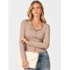 imageANRABESS Women Long Sleeve Button Down Shirts Ribbed Knit Slim Fitted Crop Tops 2025 Fall Y2K Dressy Casual Trendy OutfitsLight Camel
