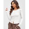 imageANRABESS Women Long Sleeve Button Down Shirts Ribbed Knit Slim Fitted Crop Tops 2025 Fall Y2K Dressy Casual Trendy OutfitsWhite