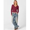 imageANRABESS Women Long Sleeve Button Down Shirts Ribbed Knit Slim Fitted Crop Tops 2025 Fall Y2K Dressy Casual Trendy OutfitsWine Red