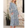imageANRABESS Women Long Sleeve Midi Dress Crewneck 2025 Fall Fashion Casual Flowy ALine Long Dresses Vacation Outfit with PocketFloral Blue Yellow