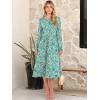 imageANRABESS Women Long Sleeve Midi Dress Crewneck 2025 Fall Fashion Casual Flowy ALine Long Dresses Vacation Outfit with PocketFloral Green