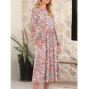 imageANRABESS Women Long Sleeve Midi Dress Crewneck 2025 Fall Fashion Casual Flowy ALine Long Dresses Vacation Outfit with PocketFloral Pink