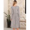 imageANRABESS Women Long Sleeve Midi Dress Crewneck 2025 Fall Fashion Casual Flowy ALine Long Dresses Vacation Outfit with PocketGrey Khaki White Dot