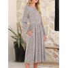 imageANRABESS Women Long Sleeve Midi Dress Crewneck 2025 Fall Fashion Casual Flowy ALine Long Dresses Vacation Outfit with PocketGrey Khaki White Dot