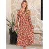 imageANRABESS Women Long Sleeve Midi Dress Crewneck 2025 Fall Fashion Casual Flowy ALine Long Dresses Vacation Outfit with PocketPrint Green White Floral