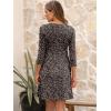 imageANRABESS Women Summer Casual 34 Sleeve V Neck Aline Knee Length Flowy Short Dresses with Pockets Black Brown Dot Large