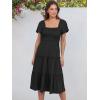 imageANRABESS Women Summer Casual Square Neck Flutter Sleeve Boho Smocked ALine Flowy Tiered Modest Midi Sun Dress with PocketsBlack