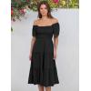 imageANRABESS Women Summer Casual Square Neck Flutter Sleeve Boho Smocked ALine Flowy Tiered Modest Midi Sun Dress with PocketsBlack