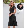 imageANRABESS Women Summer Casual Square Neck Flutter Sleeve Boho Smocked ALine Flowy Tiered Modest Midi Sun Dress with PocketsBlack